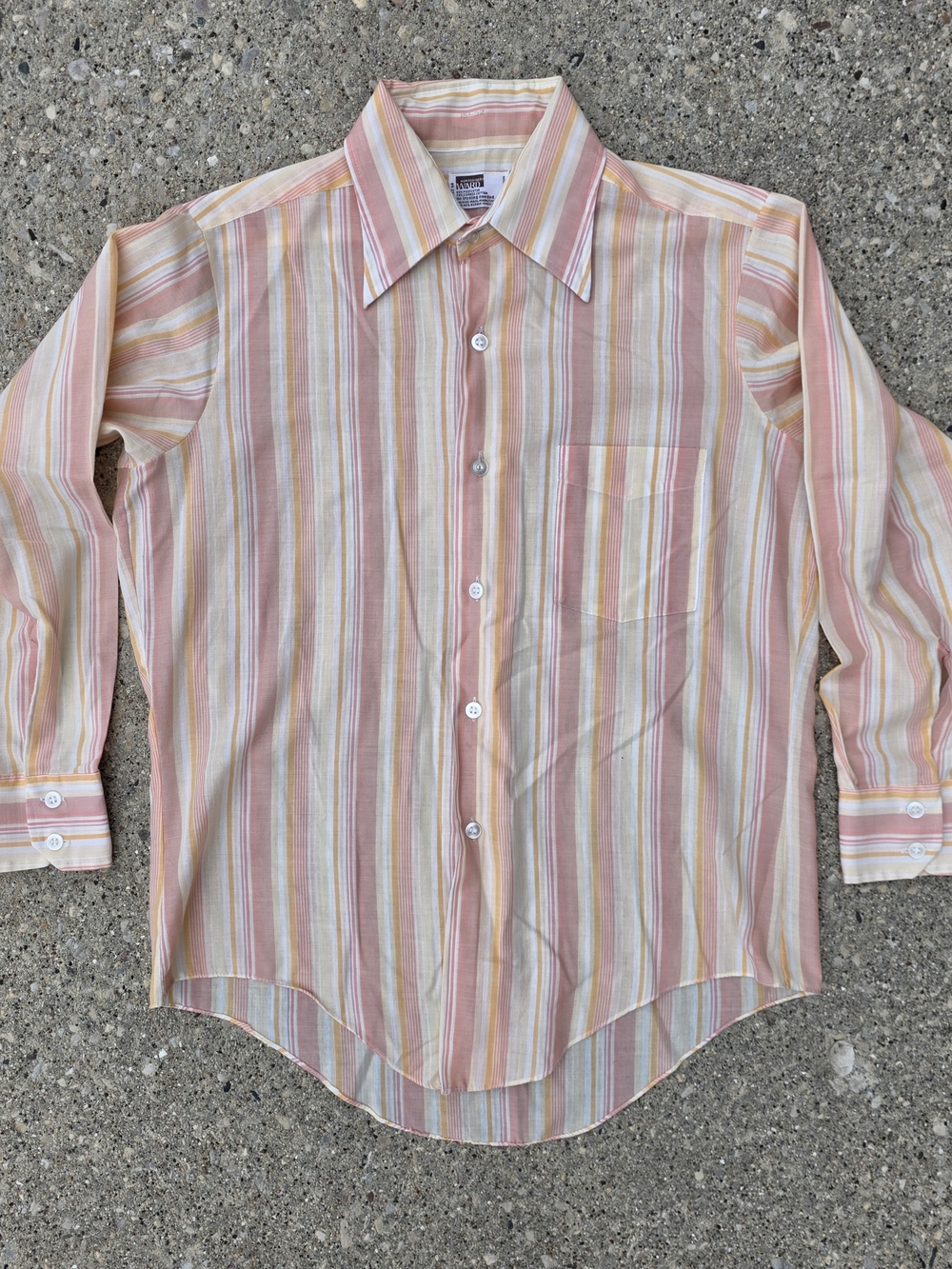Vintage 70s Montgomery Ward Pastel Striped Button Up Shirt Large
